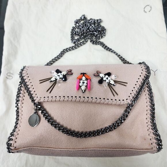 Limited Stella McCartney Blush Pink Silver EMBELLISHED Crossbody PURSE Bag - Picture 1 of 7
